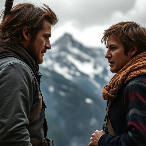 Extrait d'une scène clé de 'Le Secret des Montagnes' montrant une confrontation tendue entre deux personnages